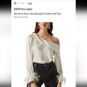 Astr Women's Cream One-Shoulder Feather-Cuff Blouse
